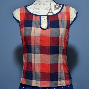 Nick & Mo Plaid Cap Sleeve Top